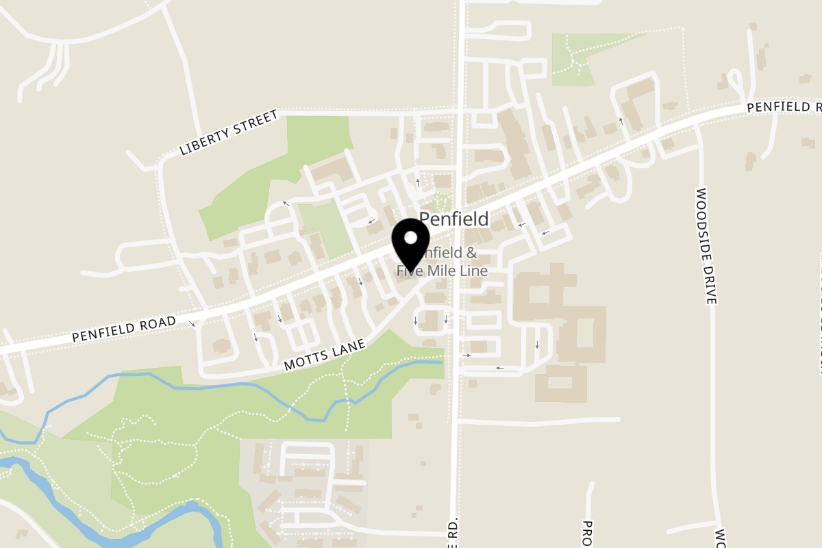 Map showing the location of Capones Italian eatery Penfield on 1811 Penfield Rd in Penfield